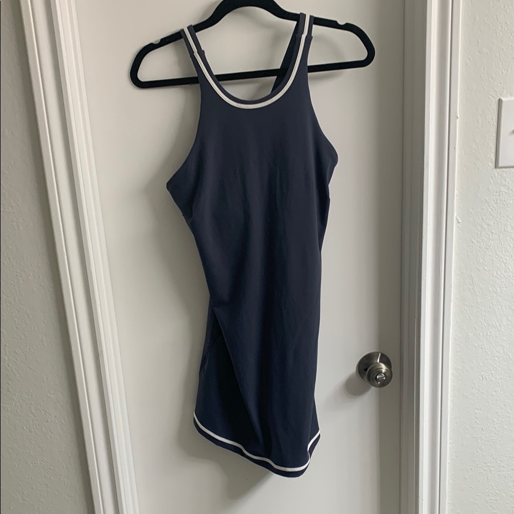 Blue and White Athletic Dress with Fitted Silhouette